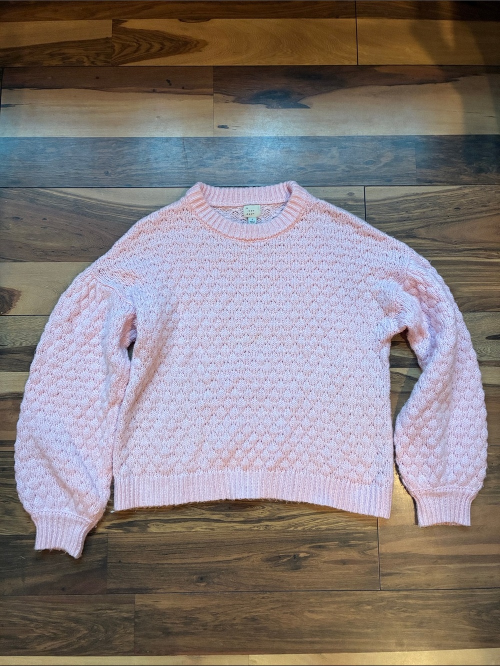 a new day Pastel Pink Cable Knit Crew Sweater